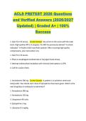 ACLS PRETEST 2026 Questions  and Verified Answers &lpar;2026&sol;2027  Updated&rpar; &vert; Graded A&plus; &vert; 100&percnt;  Success