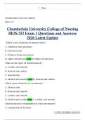 BIOS 252  Chamberlain University College of Nursing  BIOS 252 Exam 1 Questions and Answers  2026 Latest Update 