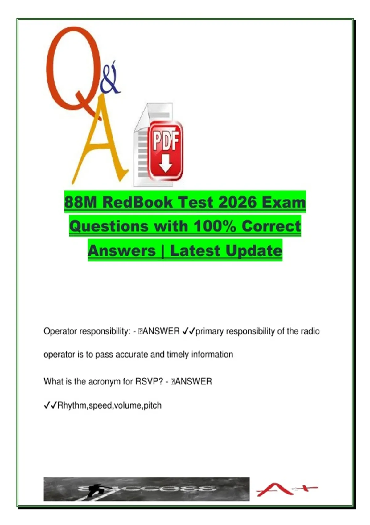 88M RedBook Test 2026 | 100 Questions with Correct Answers | U.S. Army ...