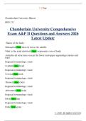 BIOS 252  Chamberlain University Comprehensive  Exam A&P II Questions and Answers 2026  Latest Update 