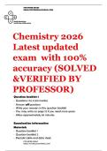 Chemistry 2026 &vert; Latest updated exam  with 100&percnt; accuracy &lpar;SOLVED &VERIFIED BY PROFESSOR&rpar;