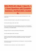 WCU PHYS 261&colon; Week 1 Quiz Ch&period; 1&comma; 2 Exam Questions with Complete Solutions &vert; Verified 2026 &vert; Graded A&plus;