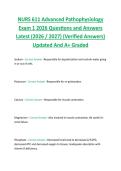 NURS 611 Advanced Pathophysiology  Exam 1 2026 Questions and Answers  Latest &lpar;2026 &sol; 2027&rpar; &lpar;Verified Answers&rpar;  Updated And A&plus; Graded