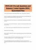 Package Deal For WCU PHYS 261 Exam Questions with 100&percnt; Correct Answers 2026