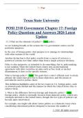 POSI 2310 Government Chapter 17&colon; Foreign  Policy Questions and Answers 2026 Latest  Update