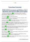 POSI 2310 Government and Politics&colon; Unit 1  Questions and Answers 2026 Latest Update