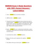 NUR256 Exam 3 Study Questions  with 100&percnt; Correct Answers &vert;  Latest Edition 