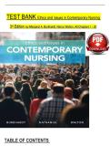 TEST BANK for Ethics and Issues in Contemporary Nursing 3rd Edition by Burkhardt & Walton&semi; All 20 Chapters Covered&comma; Verified Latest Edition