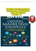 TEST BANK for Digital Marketing Strategy&colon; An Integrated Approach to Online Marketing 3rd Edition by Simon Kingsnorth&period; All Chapters 1 - 22