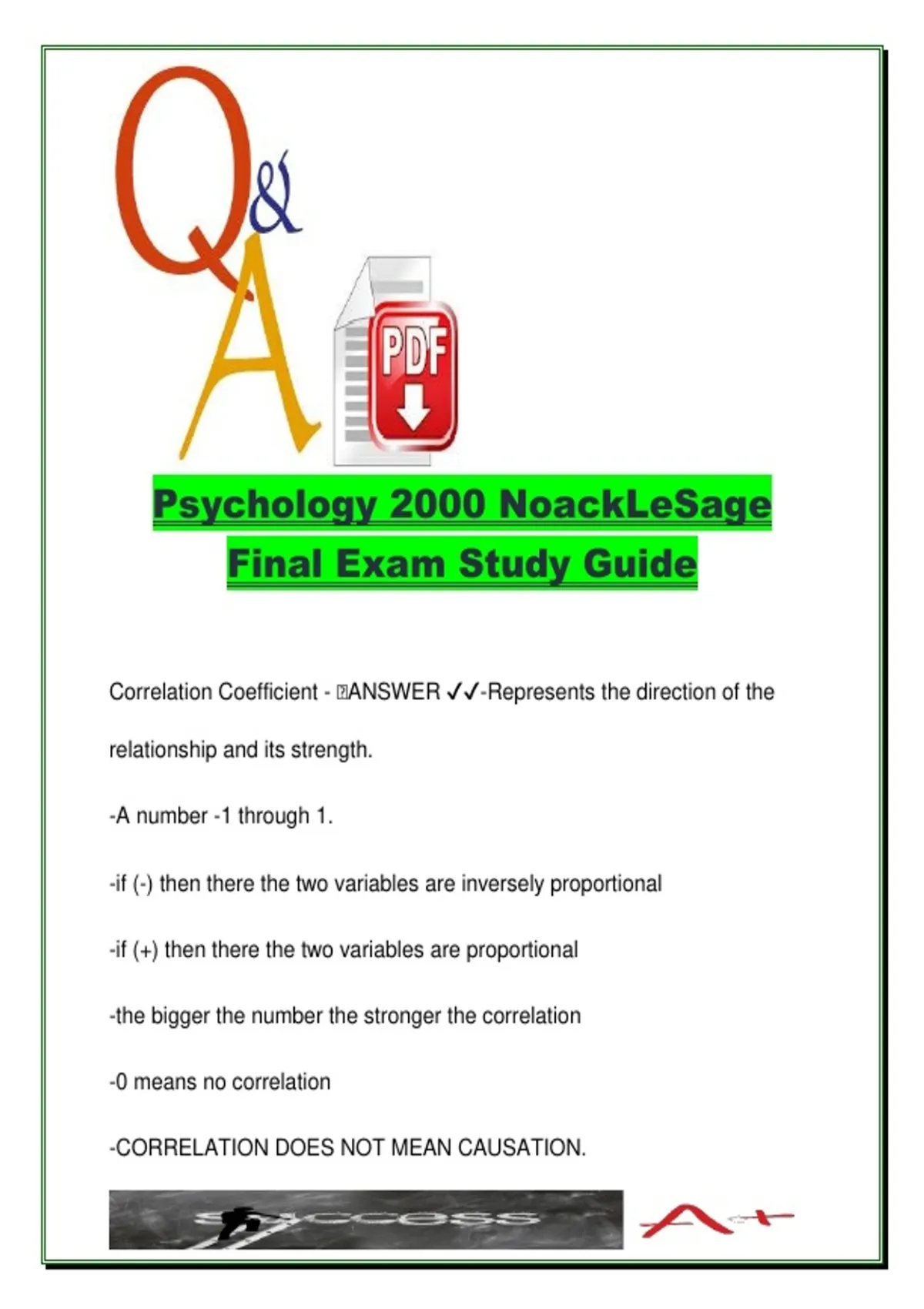 Psychology 2000 – Final Exam Study Guide 2026 | 100+ Q&A | Brain ...