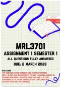 MRL3701 Assignment 1 Semester 1 Memo &vert; Due 2 March 2026
