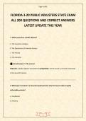FLORIDA 3-20 PUBLIC ADJUSTERS STATE EXAM ALL 200 QUESTIONS AND CORRECT ANSWERS LATEST UPDATE THIS YEAR&period;pdf