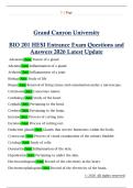 BIO 201 HESI Entrance Exam Questions and  Answers 2026 Latest Update 