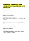 HOME INSPECTOR BUNDLED EXAMS CERTIFICATION EVALUATION TEST BANK SOLVED 2026