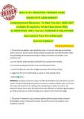 WGU D119 PEDIATRIC PRIMARY CARE   OBJECTIVE ASSESSMENT   Comprehensive Resource To Help You Ace 2026-2027  Includes Frequently Tested Questions With  ELABORATED 100&percnt; Correct COMPLETE SOLUTIONS  Guaranteed Pass First Attempt&excl;&excl;  Current Update&excl;&excl;    WITH RAT