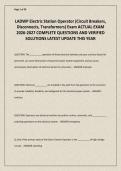LADWP Electric Station Operator &lpar;Circuit Breakers&comma; Disconnects&comma; Transformers&rpar; Exam ACTUAL EXAM 2026-2027 COMPLETE QUESTIONS AND VERIFIED SOLUTIONS LATEST UPDATE THIS YEAR