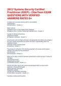 &lpar;ISC&rpar;&sup2; Systems Security Certified Practitioner &lpar;SSCP&rpar; - CiberTeam EXAM QUESTIONS WITH VERIFIED ANSWERS RATED A&plus;