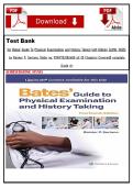 Test Bank for Bates&rsquo; Guide To Physical Examination and History Taking 14th Edition &lpar;LWW&comma; 2026&rpar; by Rainier P&period; Soriano&comma; Isbn no&semi; 9781975218348&comma; all 20 Chapters Covered