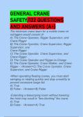 GENERAL CRANE  SAFETY&sol;122 QUESTIONS  AND ANSWERS &lpar;COMPLETE GUIDE A&plus;&rpar;