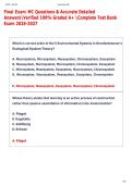 Final Exam MC Questions & Accurate Detailed  AnswersVerified 100&percnt; Graded A&plus; Complete Test Bank  Exam 2026-2027 