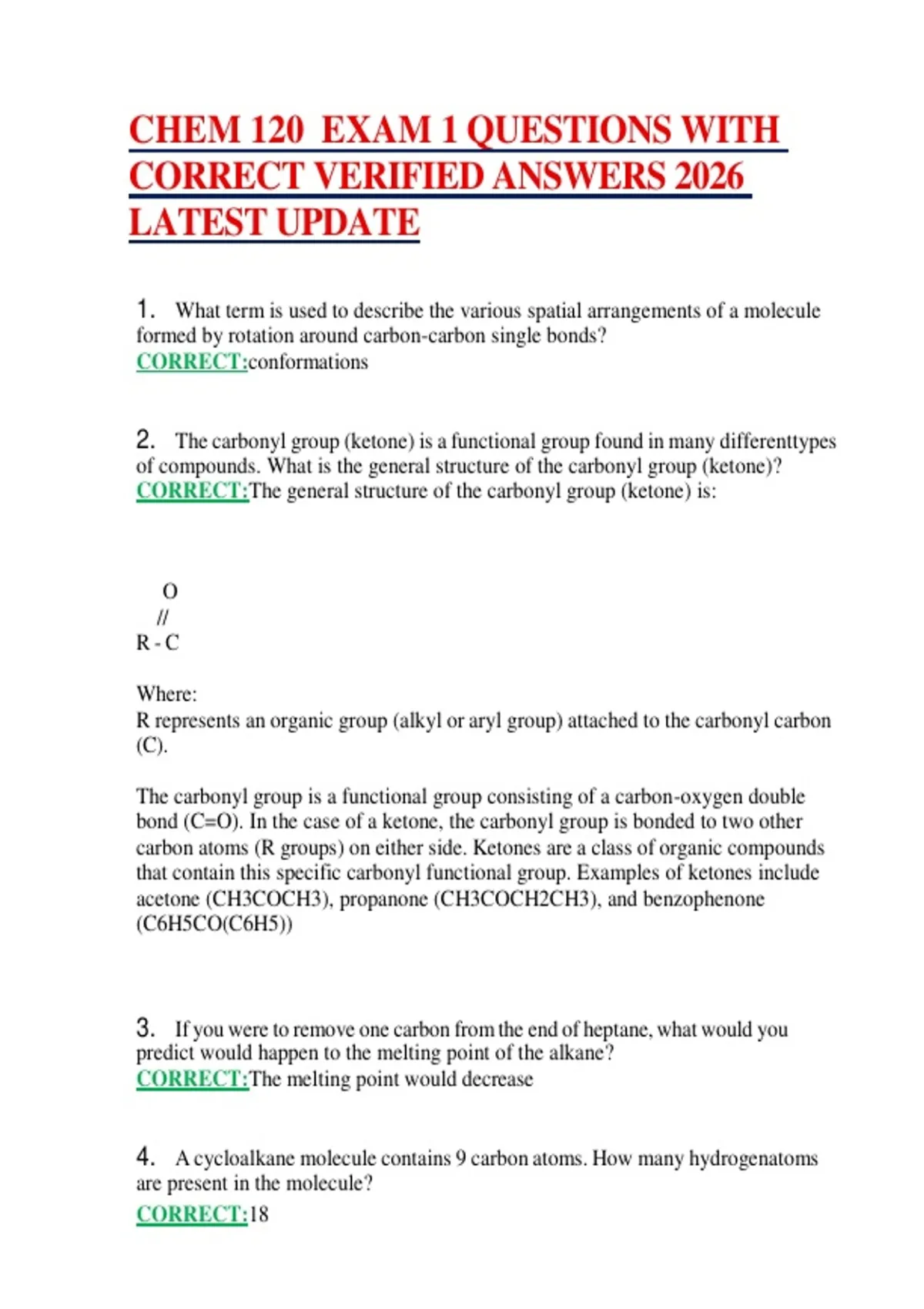 CHEM 120 EXAM 1 QUESTIONS WITH CORRECT VERIFIED ANSWERS 2026 LATEST ...