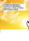 LPL4802 Assignment 1 &lpar;COMPLETE ANSWERS&rpar; Semester 1 2026 &lpar;271981&rpar; - DUE 26 March 2026