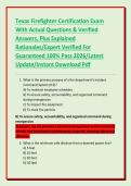 Texas Firefighter Certification Exam With Actual Questions & Verified Answers&comma; Plus Explained Rationales&sol;Expert Verified For Guaranteed 100&percnt; Pass 2026&sol;Latest Update&sol;Instant Download Pdf