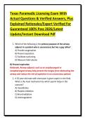 Texas Paramedic Licensing Exam With Actual Questions & Verified Answers&comma; Plus Explained Rationales&sol;Expert Verified For Guaranteed 100&percnt; Pass 2026&sol;Latest Update&sol;Instant Download Pdf