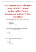 PCA Test Exam Study Guide Exam  Latest 2026&sol;2027 Updated  Verified Multiple Choices  Questions and Solutions A&plus; Pass  Guaranteed