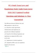 PCA Study Exam Laws and  Regulations Study Guide Exam Latest  2026&sol;2027 Updated Verified  Questions and Solutions A&plus; Pass  Guaranteed