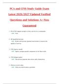 PCA and CFSS Study Guide Exam  Latest 2026&sol;2027 Updated Verified  Questions and Solutions A&plus; Pass  Guaranteed