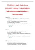 PCA EXAM 1 Study Guide Latest  2026&sol;2027 Updated Verified Multiple  Choices Questions and Solutions A&plus;  Pass Guaranteed