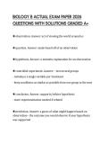 BIOLOGY B ACTUAL EXAM PAPER 2026 QUESTIONS WITH SOLUTIONS GRADED A&plus;