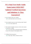 PCA Final Test Study Guide  Exam Latest 2026&sol;2027  Updated Verified Questions  and Solutions A&plus; Pass  Guaranteed