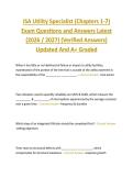 ISA Utility Specialist &lpar;Chapters 1-7&rpar;  Exam Questions and Answers Latest  &lpar;2026 &sol; 2027&rpar; &lpar;Verified Answers&rpar;  Updated And A&plus; Graded