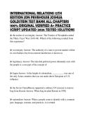 INTERNATIONAL RELATIONS 12TH EDITION JON PEVEHOUSE JOSHUA GOLDSTEIN TEST BANK ALL CHAPTERS 100&percnt; ORIGINAL VERIFIED A&plus; PRACTICE SCRIPT UPDATED 2026 TESTED SOLUTIONS