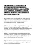 INTERNATIONAL RELATIONS 12TH EDITION JON PEVEHOUSE JOSHUA GOLDSTEIN TEST BANK ALL CHAPTERS 100&percnt; ORIGINAL VERIFIED A&plus; ACTUAL EXAMINATION 2026 QUESTIONS WITH SOLUTIONS GRADED A&plus;