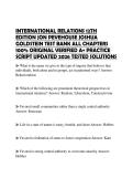 INTERNATIONAL RELATIONS 12TH EDITION JON PEVEHOUSE JOSHUA GOLDSTEIN TEST BANK ALL CHAPTERS 100&percnt; ORIGINAL VERIFIED A&plus; PRACTICE SCRIPT UPDATED 2026 TESTED SOLUTIONS