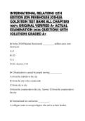 INTERNATIONAL RELATIONS 12TH EDITION JON PEVEHOUSE JOSHUA GOLDSTEIN TEST BANK ALL CHAPTERS 100&percnt; ORIGINAL VERIFIED A&plus; ACTUAL EXAMINATION 2026 QUESTIONS WITH SOLUTIONS GRADED A&plus;