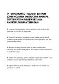 INTERNATIONAL TRADE 1ST EDITION JOHN MCLAREN INSTRUCTOR MANUAL CERTIFICATION REVIEW SET 2026 ANSWERS GUARANTEED PASS