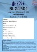 BLG1501 Assignment 2 &lpar;ANSWERS&rpar; Semester 1 2026 - DISTINCTION GUARANTEED