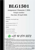 BLG1501 Assignment 2 &lpar;COMPLETE ANSWERS&rpar; Semester 1 2026 - DUE 20 April 2026