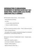 INTRODUCTION TO BEHAVIORAL ECONOMICS 1ST EDITION DAVID JUST TEST BANK FINAL STUDY GUIDE 2026 SOLVED QUESTIONS FULLY CORRECT