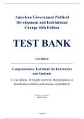 Complete Test Bank - American Government&colon; Political Development and Institutional Change&comma; 10th Edition &ndash; Cal Jillson &ndash; ISBN 9781138490512 &lpar;All Chapters 1&ndash;16&rpar;