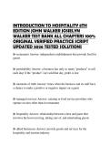 INTRODUCTION TO HOSPITALITY 8TH EDITION JOHN WALKER JOSIELYN WALKER TEST BANK ALL CHAPTERS 100&percnt; ORIGINAL VERIFIED PRACTICE SCRIPT UPDATED 2026 TESTED SOLUTIONS