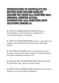 INTRODUCTION TO HOSPITALITY 8TH EDITION JOHN WALKER JOSIELYN WALKER TEST BANK ALL CHAPTERS 100&percnt; ORIGINAL VERIFIED ACTUAL EXAMINATION 2026 QUESTIONS WITH SOLUTIONS GRADED A&plus;