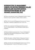 INTRODUCTION TO MANAGEMENT SCIENCE 6TH EDITION FREDERICK HILLIER MARK HILLIER SOLUTION MANUAL CERTIFICATION REVIEW SET 2026 ANSWERS GUARANTEED PASS