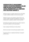 INTRODUCTION TO MANAGEMENT SCIENCE 6TH EDITION FREDERICK HILLIER MARK HILLIER SOLUTION MANUAL ACTUAL EXAMINATION 2026 QUESTIONS WITH SOLUTIONS GRADED A&plus;