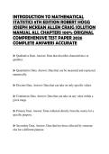 INTRODUCTION TO MATHEMATICAL STATISTICS 8TH EDITION ROBERT HOGG JOSEPH MCKEAN ALLEN CRAIG SOLUTION MANUAL ALL CHAPTERS 100&percnt; ORIGINAL COMPREHENSIVE TEST PAPER 2026 COMPLETE ANSWERS ACCURATE