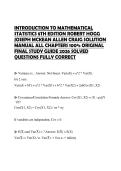 INTRODUCTION TO MATHEMATICAL STATISTICS 8TH EDITION ROBERT HOGG JOSEPH MCKEAN ALLEN CRAIG SOLUTION MANUAL ALL CHAPTERS 100&percnt; ORIGINAL FINAL STUDY GUIDE 2026 SOLVED QUESTIONS FULLY CORRECT